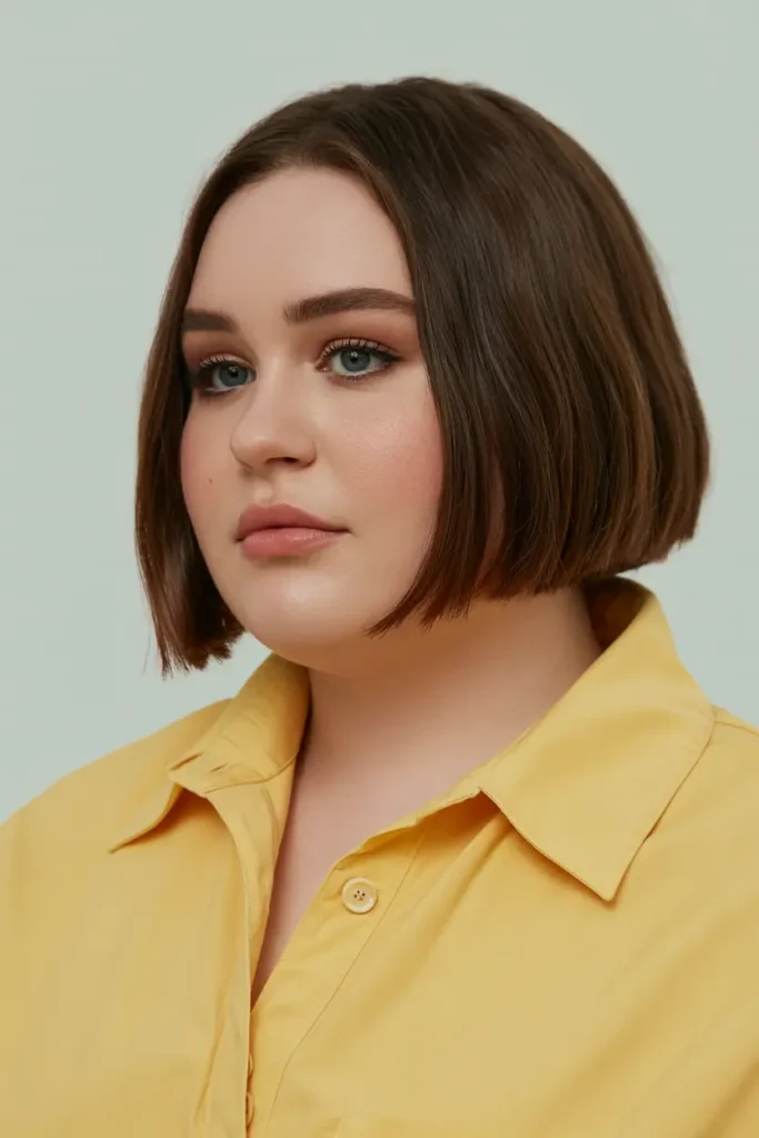 12. Sleek and Straight Bob Short Haircut for Chubby Faces