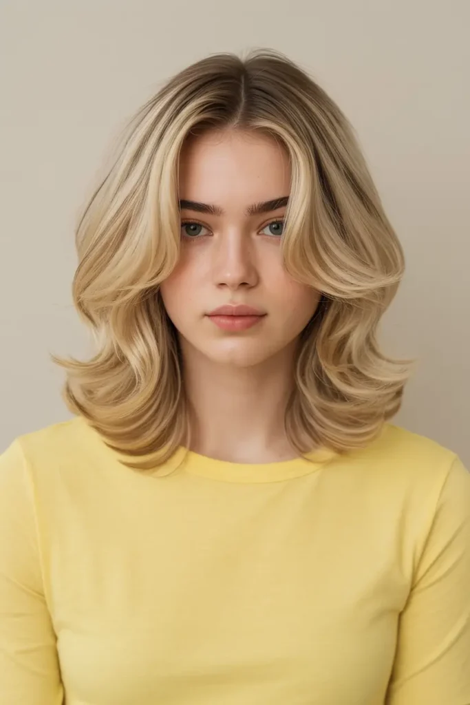 13. Blonde Butterfly Haircuts for Medium Hair with Soft Waves