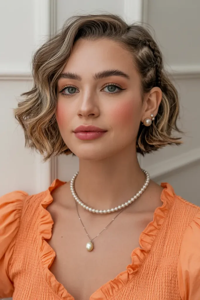 13. Wavy Bob with Side Braids