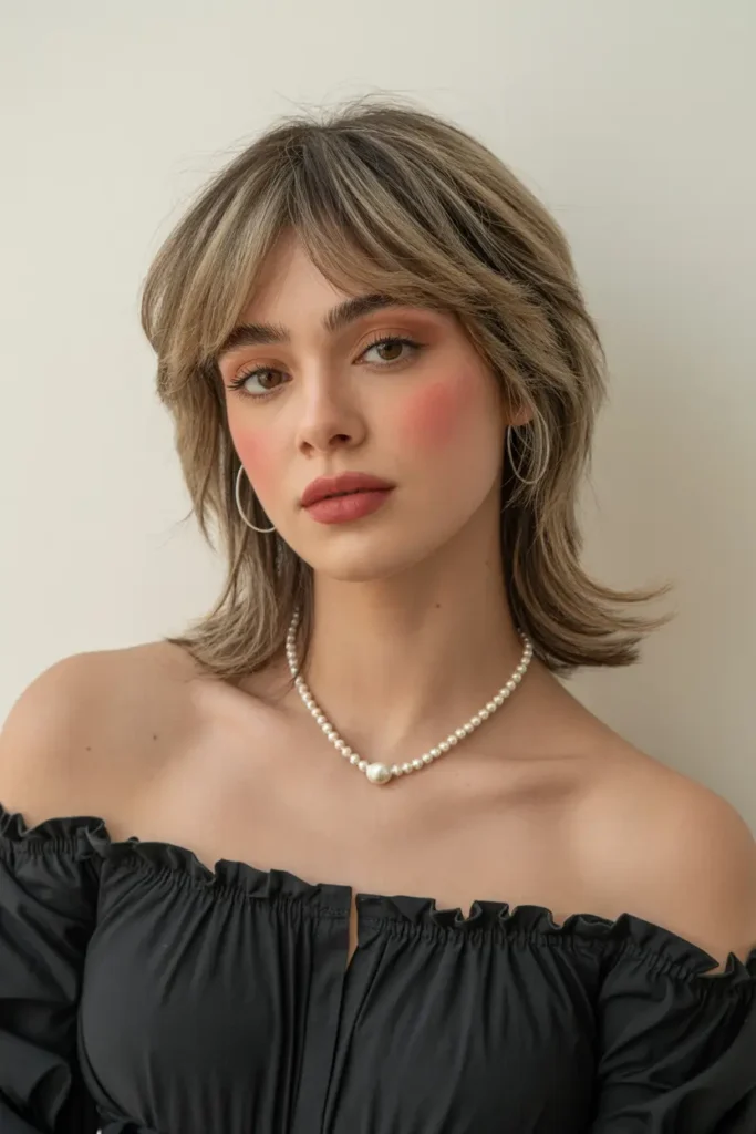 14. Butterfly Haircuts for Medium Hair with Long Layered Fringe