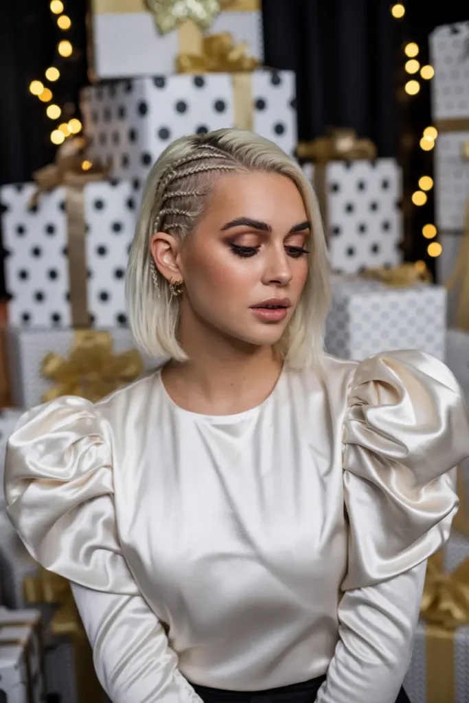 14. Half Up Cornrows Bob