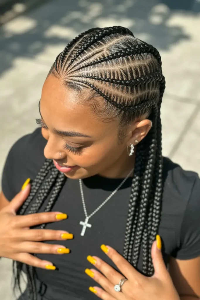25 Braided Pigtails for Black Women with Pro Tips 27 14. Zig Zag Cornrow Pigtails