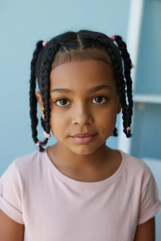 14.short braided pigtails for black kids