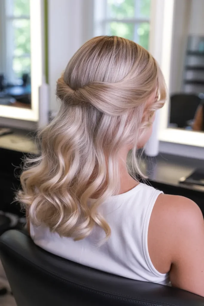 52 stunning Half Up Half Down Hairstyles for Short Hair 29 15. Quick Twisted Half Updo