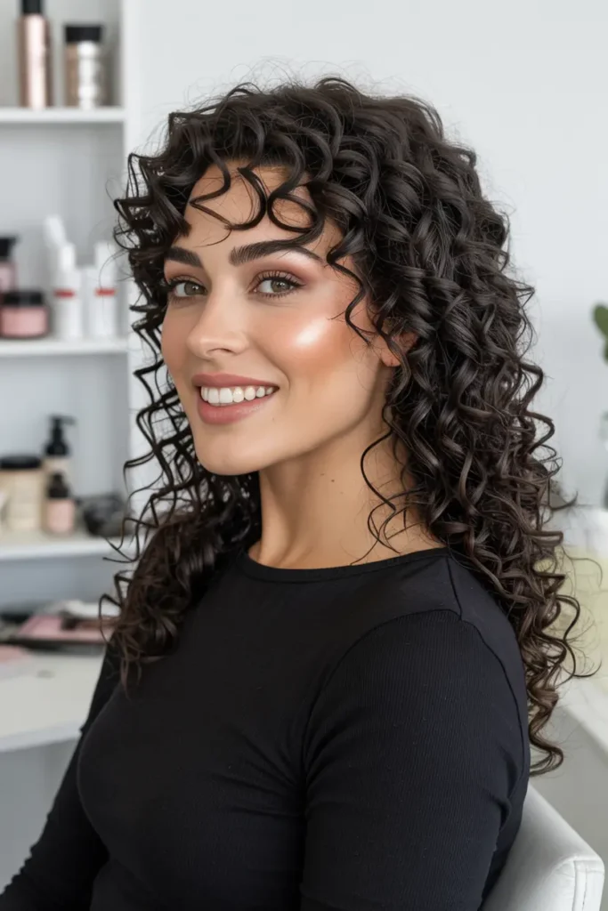 15. Raven Black Butterfly Haircut on Curly Hair