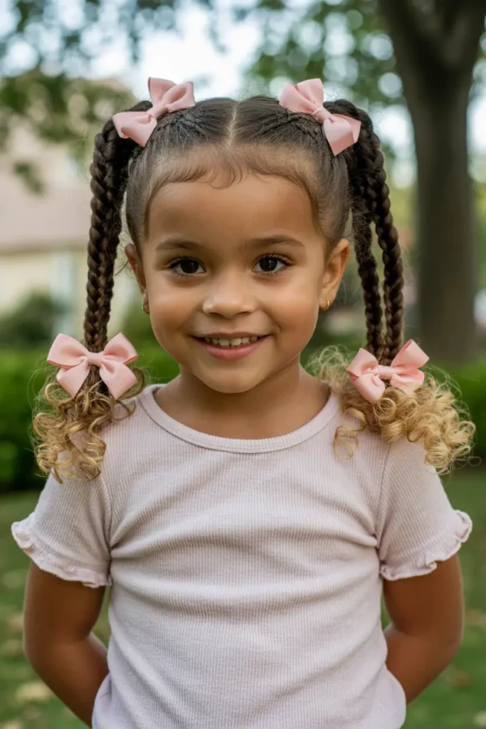 15.curly end braided pigtails for black kids