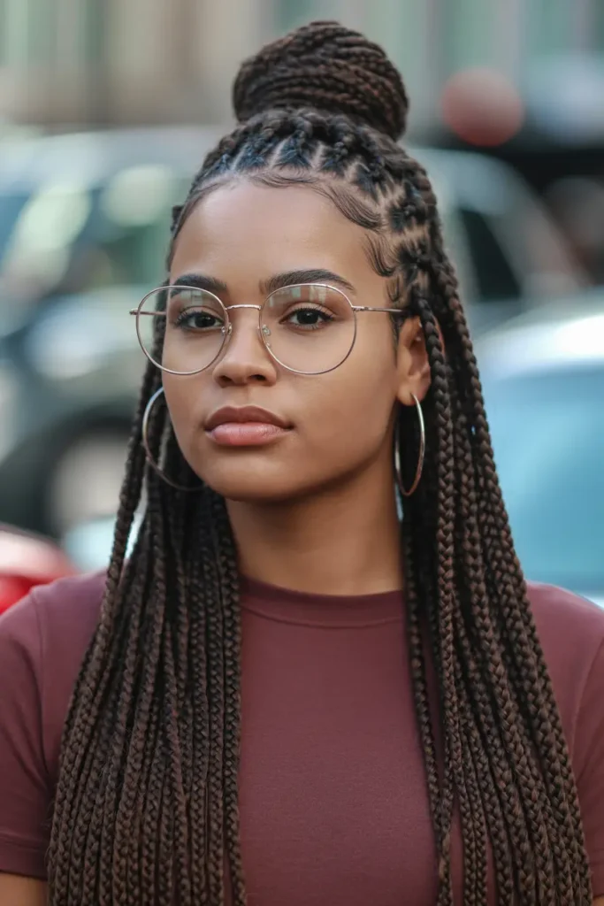 25 Braided Pigtails for Black Women with Pro Tips 31 16. Half Up Braided Pigtails