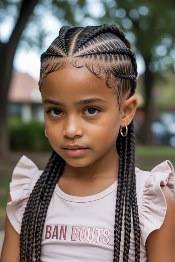 16.triangle part braided pigtails for black kids