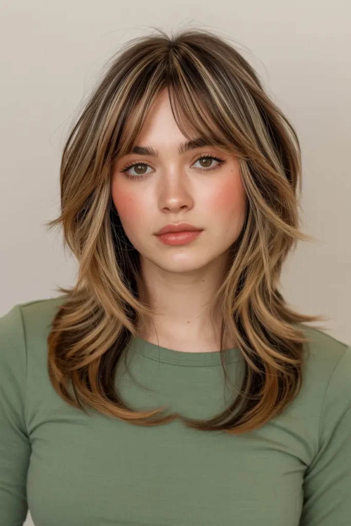 18. Choppy Cut with Curtain Bangs for Medium Hair