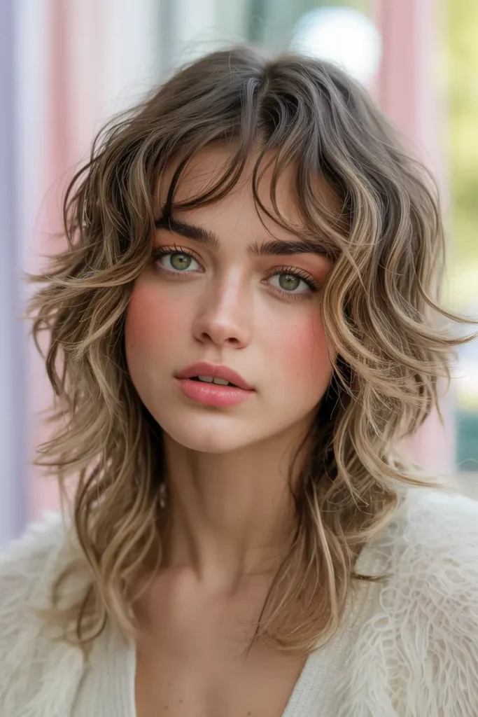 18. Messy Butterfly Haircuts for Medium Hair with Tousled Waves