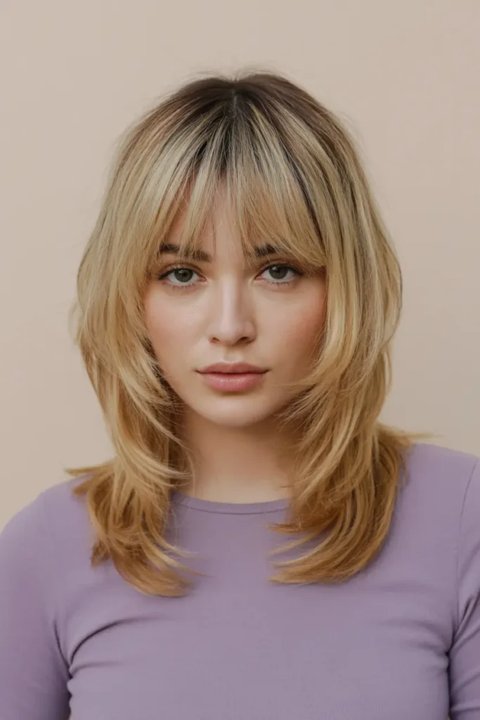 19. Blonde Shag Cut with Bangs