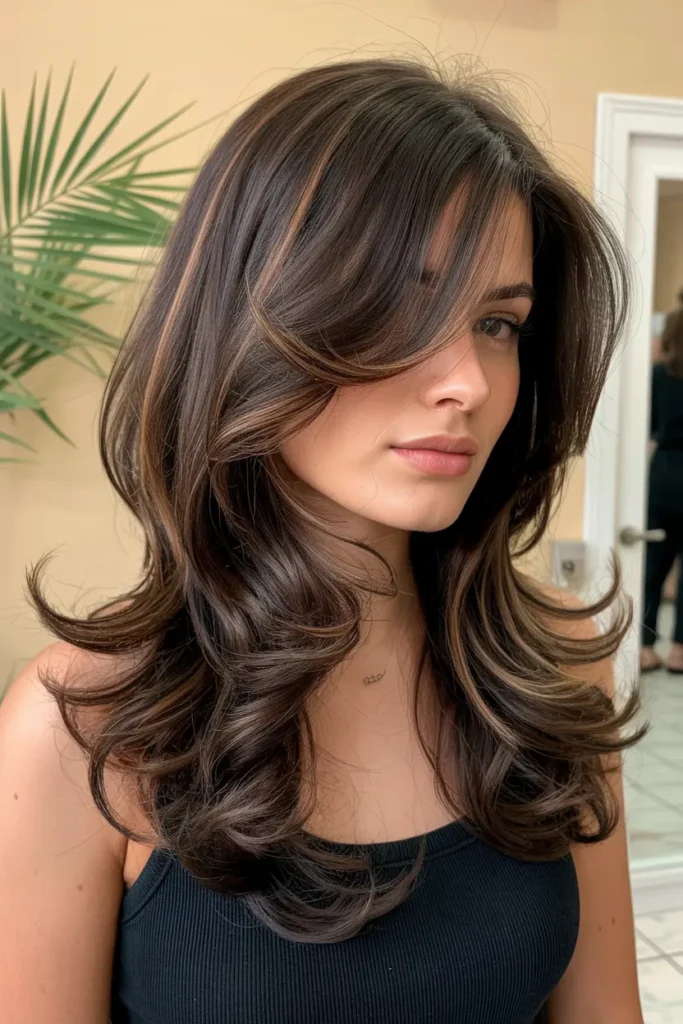 19. Elegant Butterfly Haircuts for Medium Hair with Curled Ends