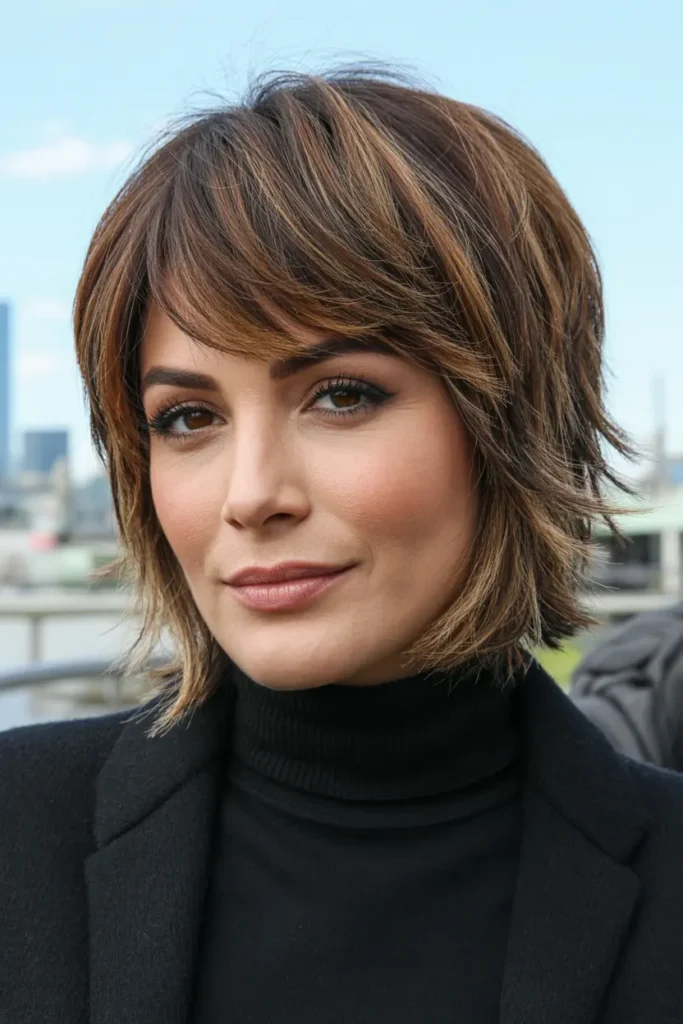 19. Short Layered Cut with Bangs