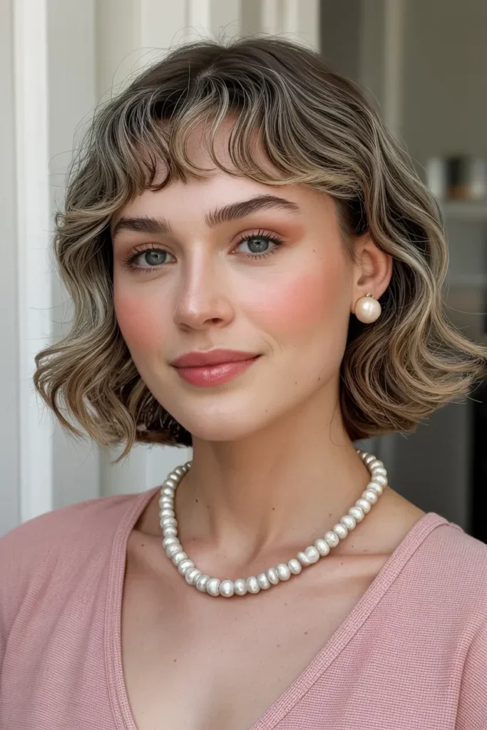 2. Wavy Curtain Bangs for Medium Hair