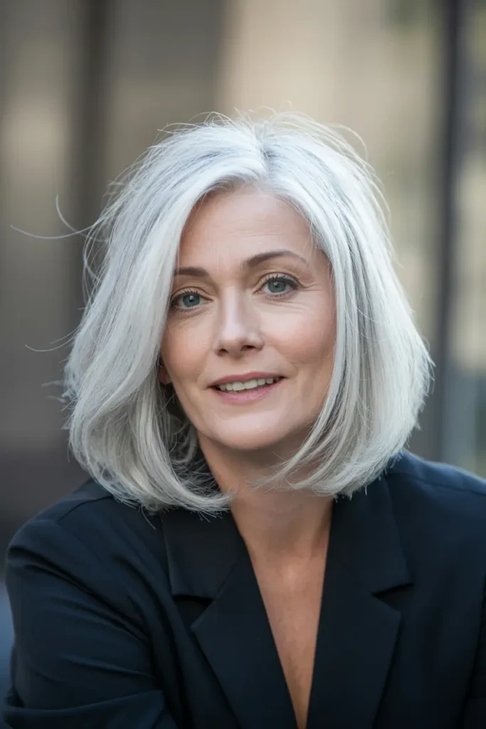 20. Icy Silver Stack Bob with Graduated Layers