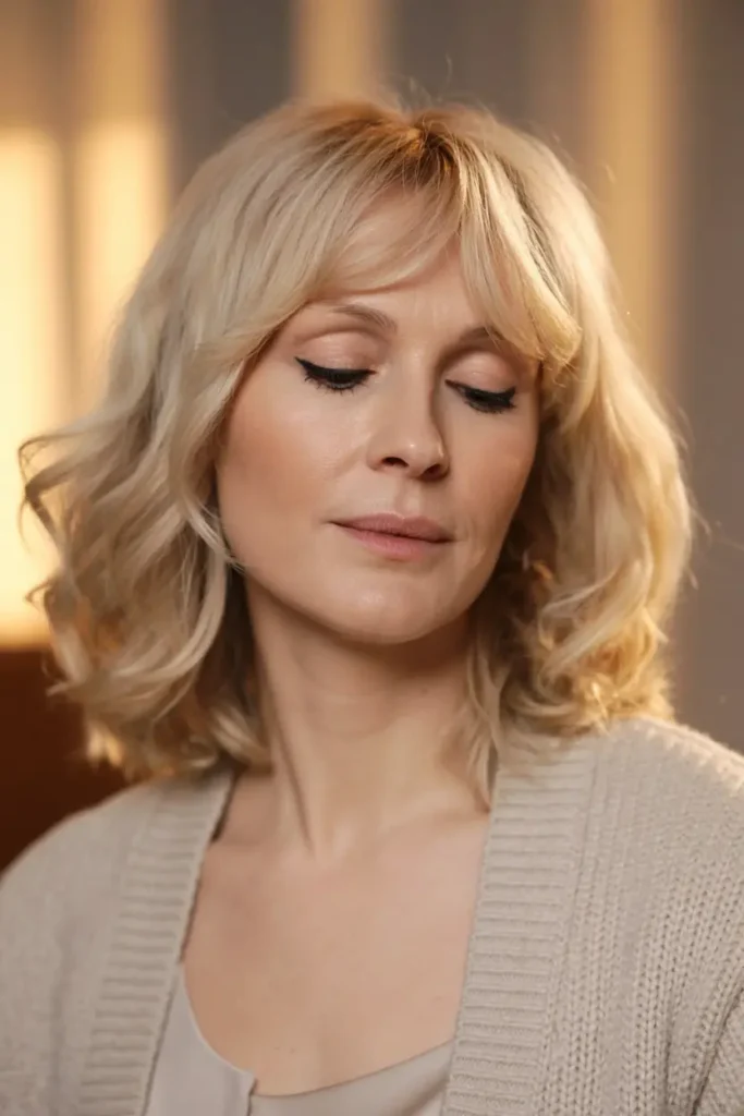 20. Shoulder Length Layers with Bangs