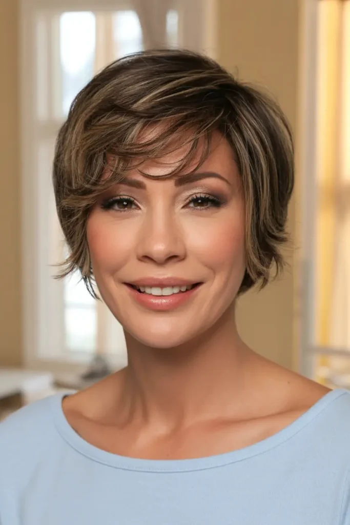 21. Textured Bixie with Side Swept Bangs