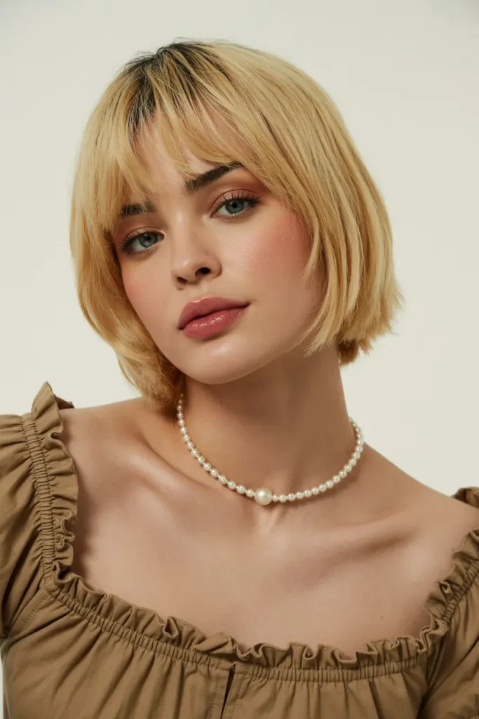 22. Short Bob Shag with Bangs