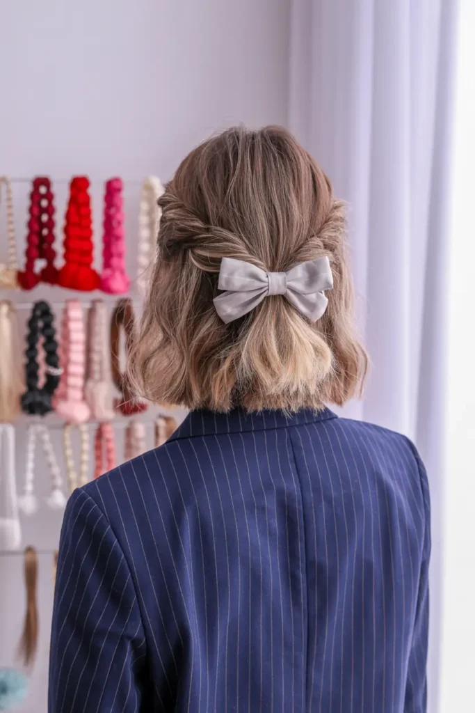 52 stunning Half Up Half Down Hairstyles for Short Hair 43 22. Textured Half Bob Vibe