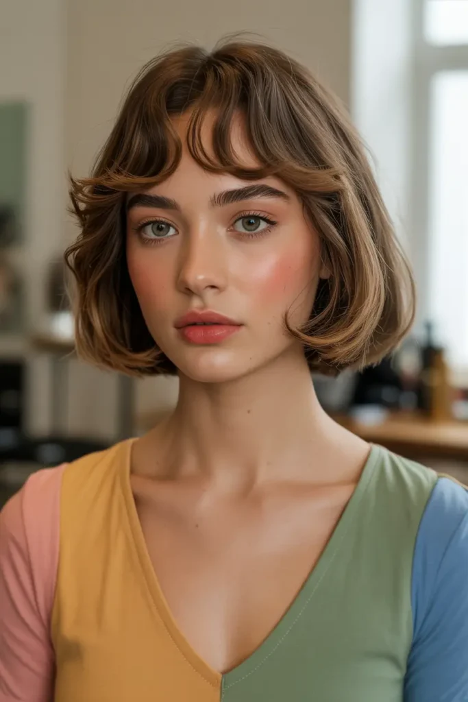 22. Whimsical Short Hair with Curtain Bangs
