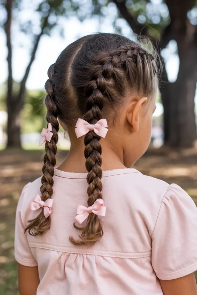 22.medium length braided pigtails for black kids