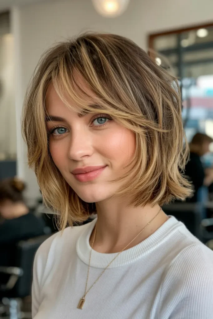23. Short Layered Hair with Curtain Bangs
