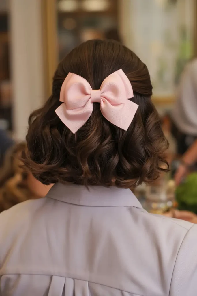 52 stunning Half Up Half Down Hairstyles for Short Hair 47 24. Bow Tied Half Up Look