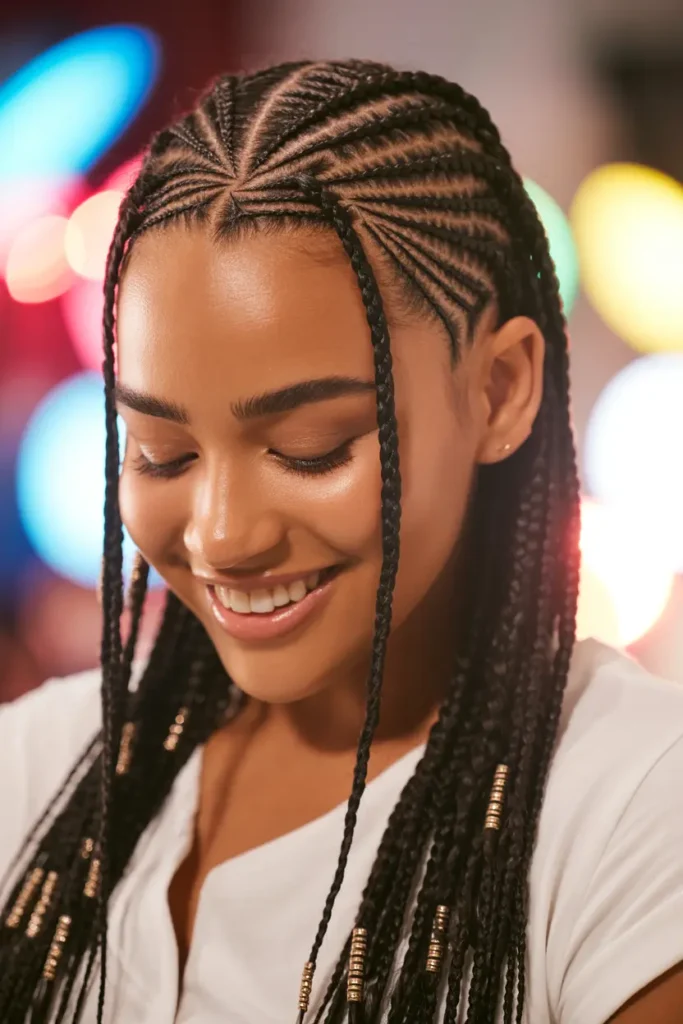 25 Braided Pigtails for Black Women with Pro Tips 47 24. Braided Pigtails with Scalp Design