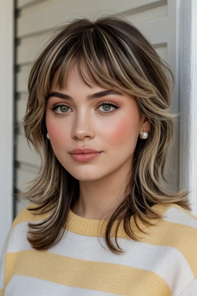 24. Heavily Layered Hair with Bangs