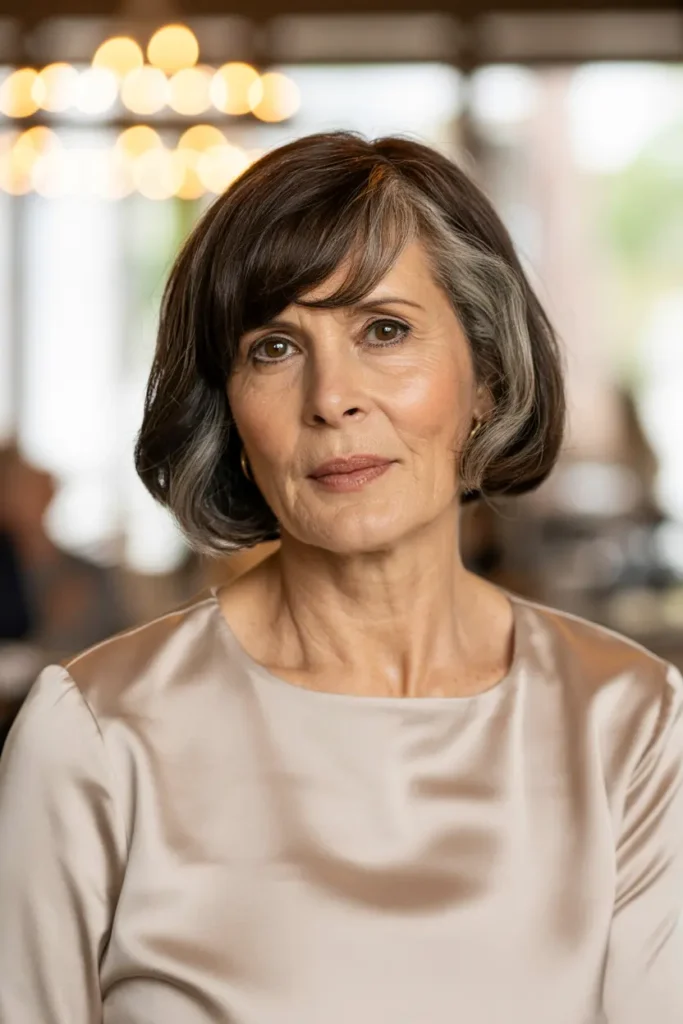 25. Chin Length Bob with Wispy Bangs