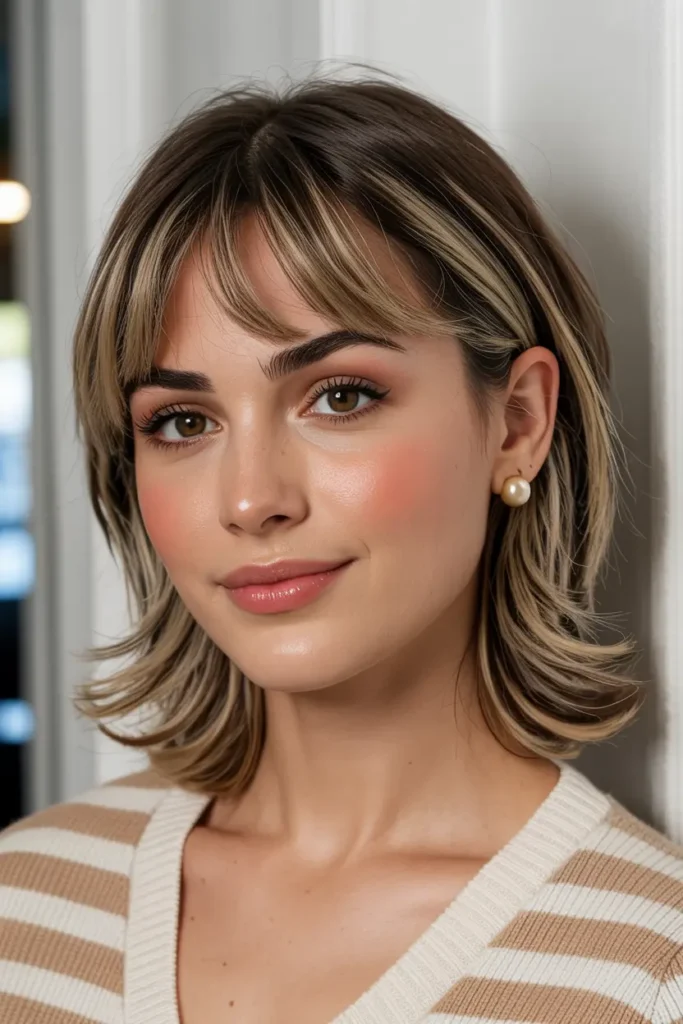 26. Shaggy Lob with Curtain Bangs