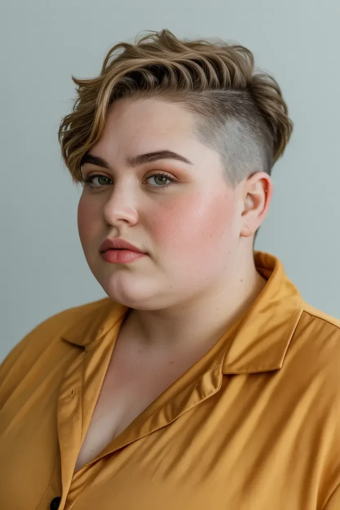 26. Undercut Pixie with Side Part Short Haircut for Chubby Faces