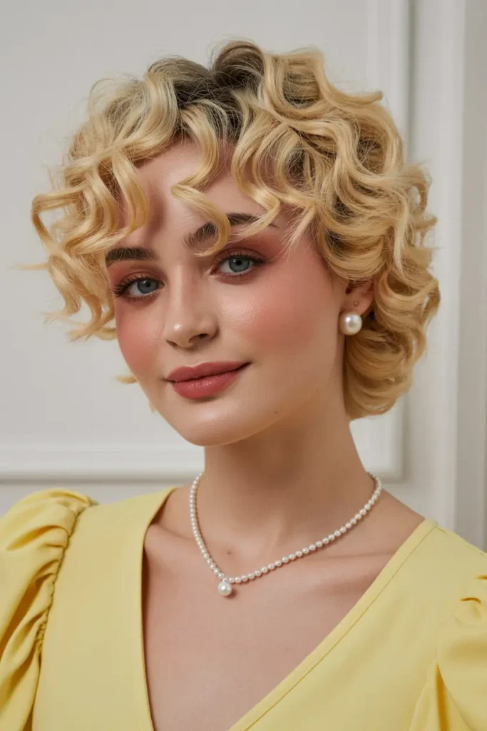 27. Soft Blonde Curly Updo