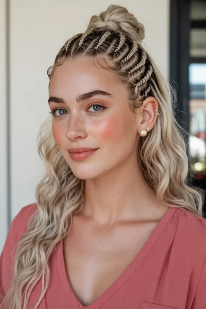 52 stunning Half Up Half Down Hairstyles for Short Hair 55 28. Bold Box Braids Half Up