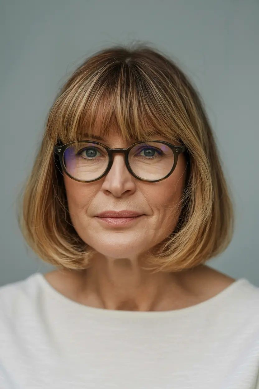 28. Chin Length Bob with Bangs