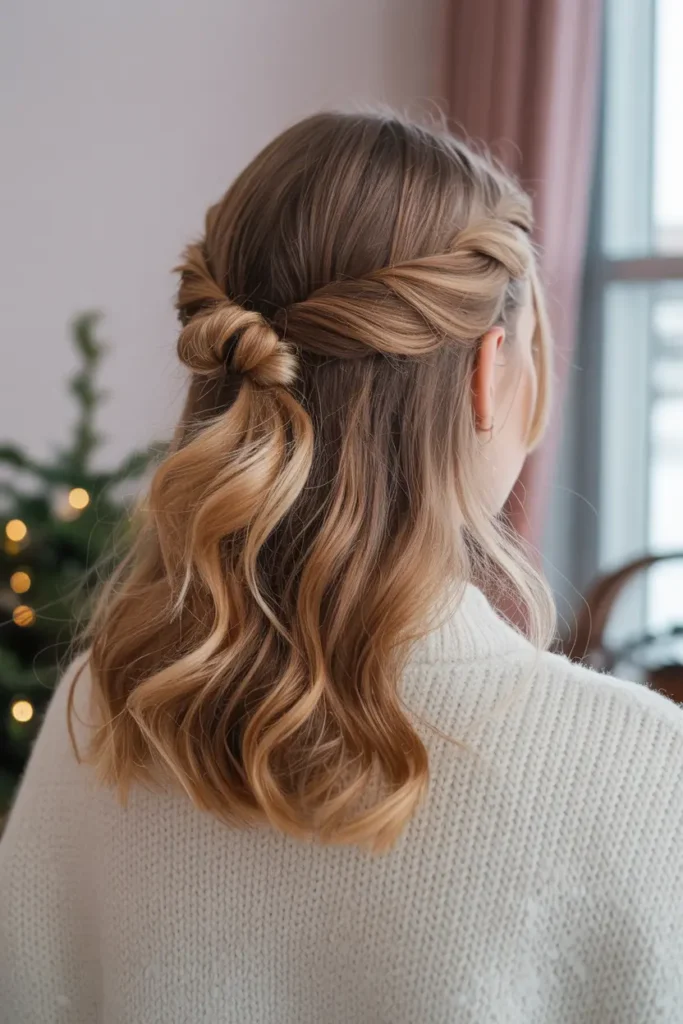 28. Cute Twisted Half Up