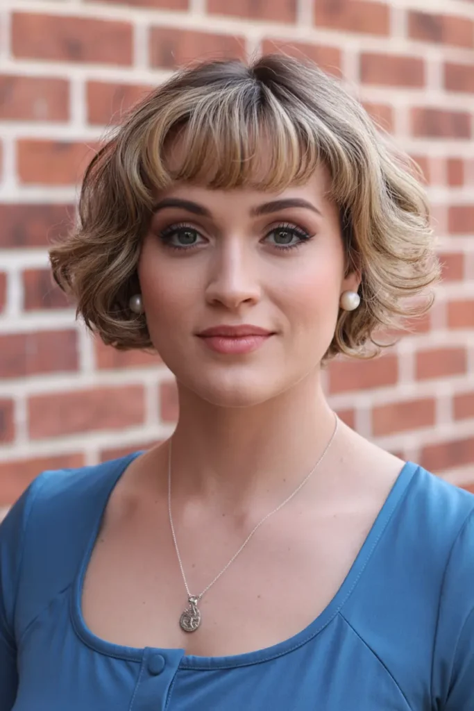 28. Short Wavy Bob with Bangs