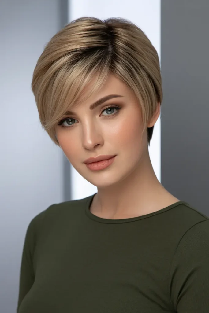 28. Sleek Pixie with Side Bangs