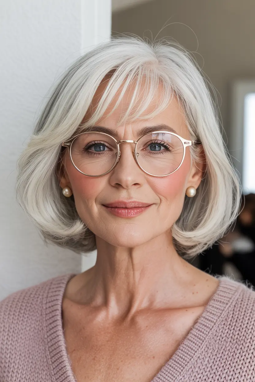 3. Layered Bob with Swooping Bangs