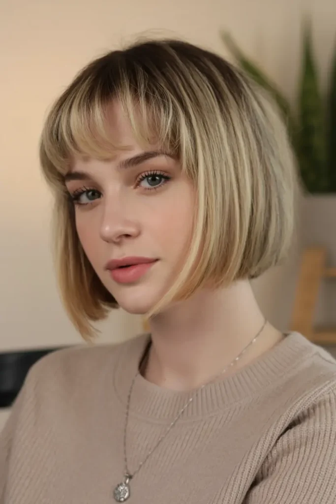 3. Rounded Bob with Straight Across Nape