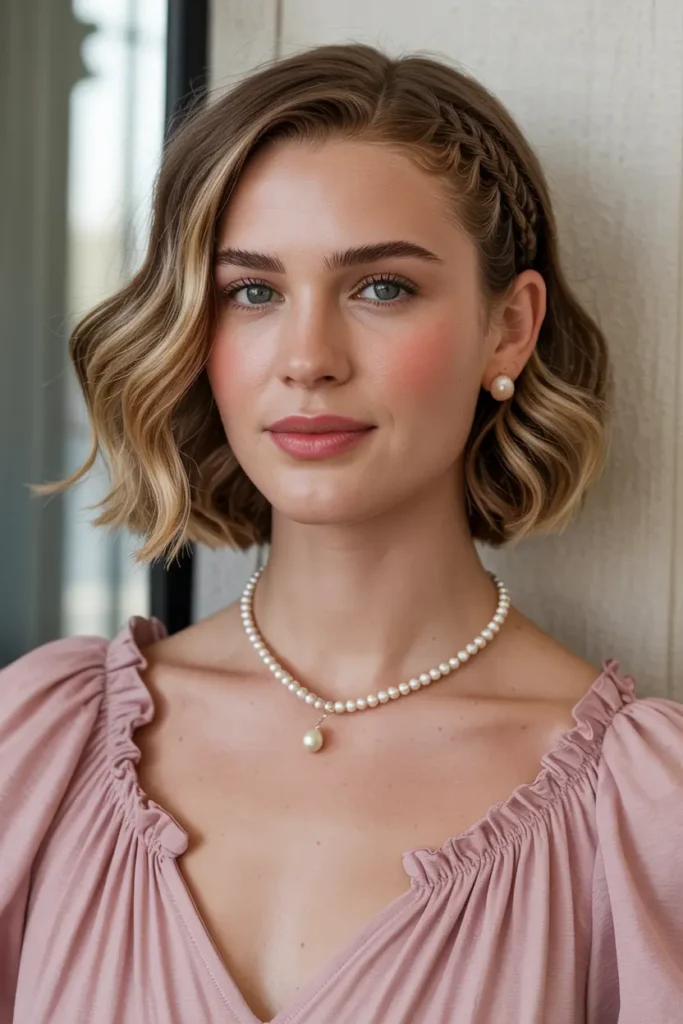 3. Wavy Bob with Fishtail Braid