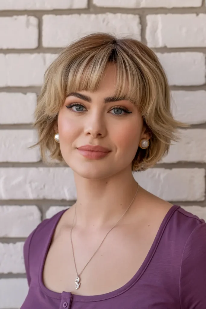 30. Shaggy Bob with Soft Bangs