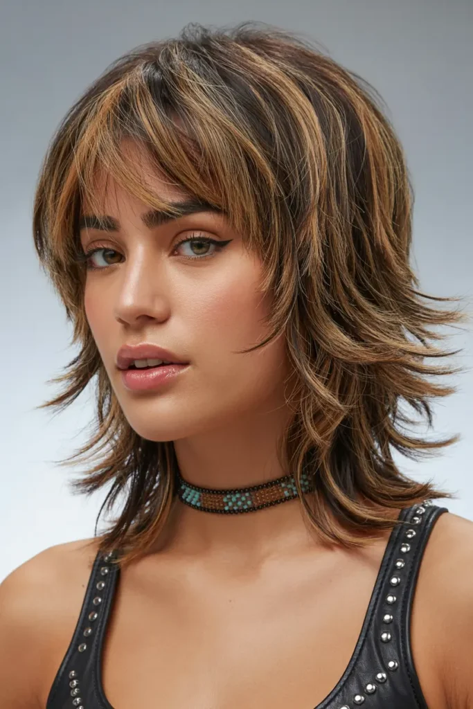42 Stylish Medium Length Layered Haircuts to Try in 2025 63 32. Trendy Medium Mullet with Layered Texture