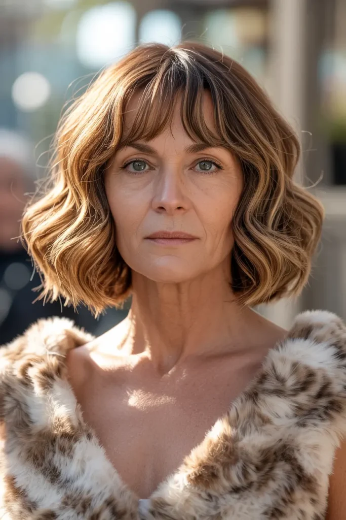 32. Wavy Bob with Side Bangs