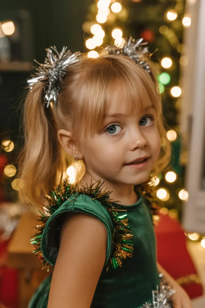 32.shiny tinsel pigtails