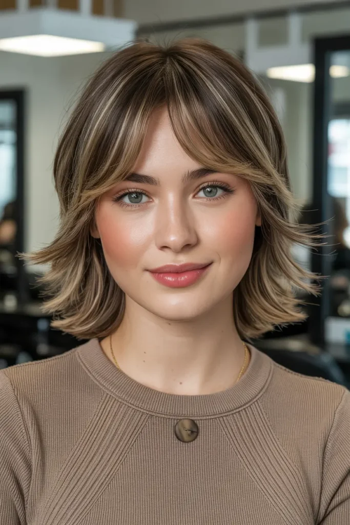 33. Butterfly Haircuts for Medium Hair with Face Framing Fringe