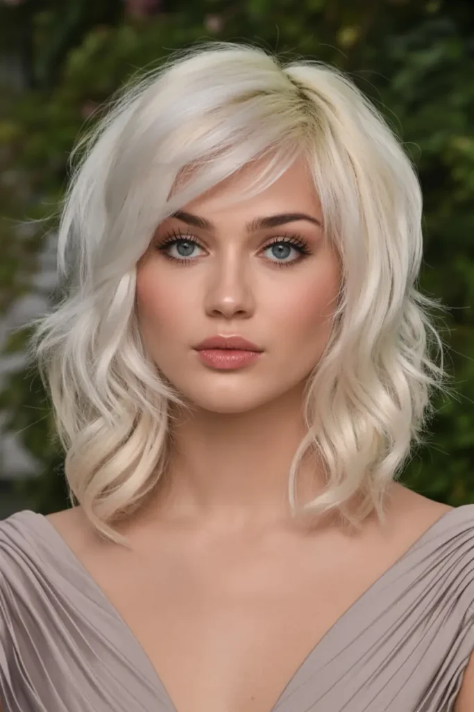 42 Stylish Medium Length Layered Haircuts to Try in 2025 65 33. Platinum Blonde Medium Length Layered Haircuts