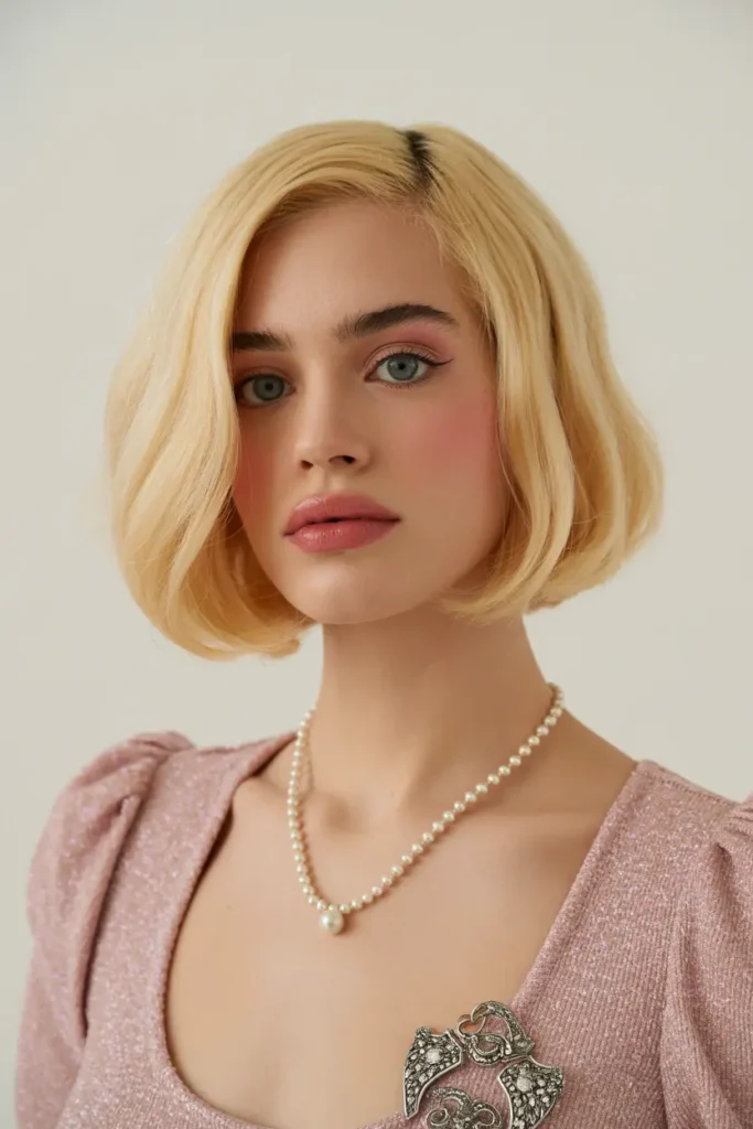 34. One Length Rounded Blonde Bob