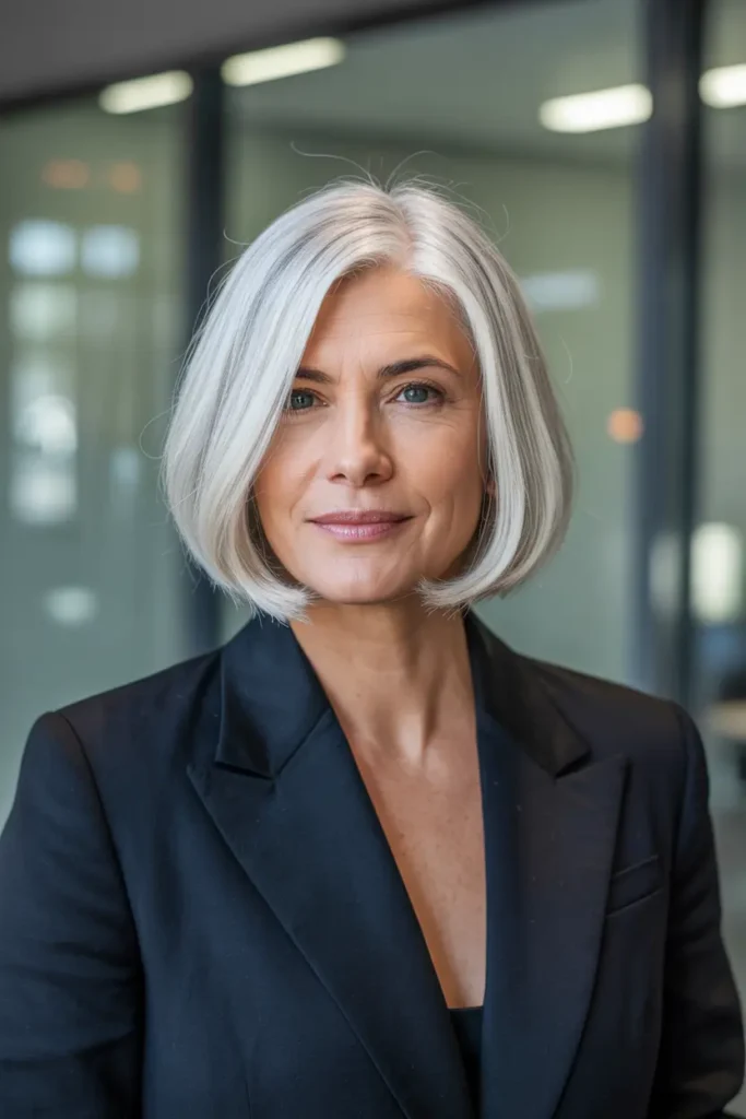 34. Sleek Silver Bob