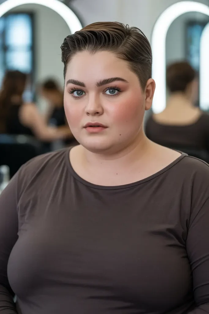 34. Slicked Back Pixie Short Haircut for Chubby Faces